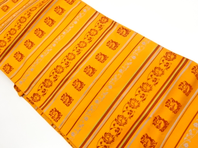 JAPANESE NAGOYA OBI / WOVEN ABSTRACT FLOWER ARABESQUE